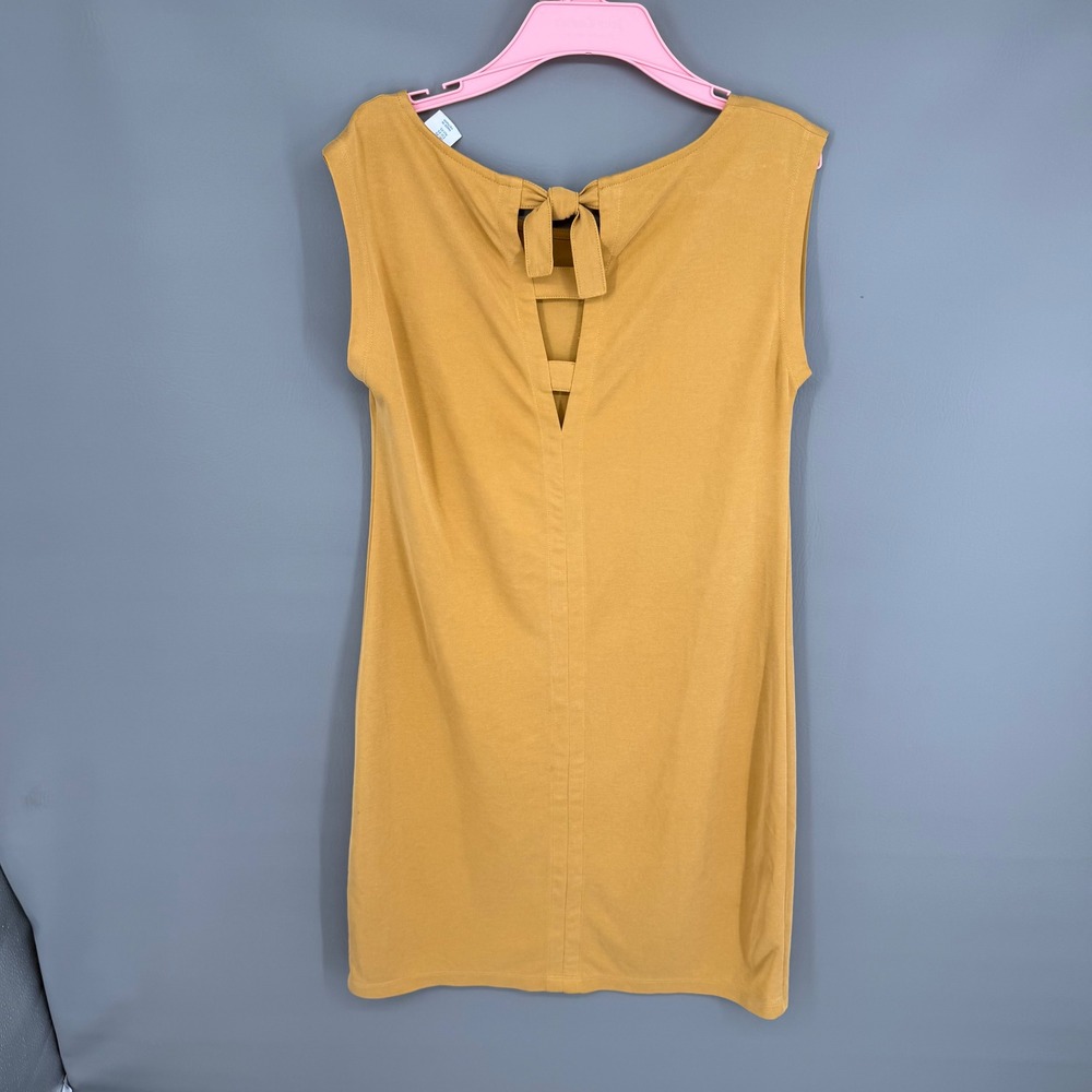 Sigrid Olsen Shift Dress XS Mustard‎ Golden Yellow Sleeveless Modal Blend Casual - Picture 3 of 8